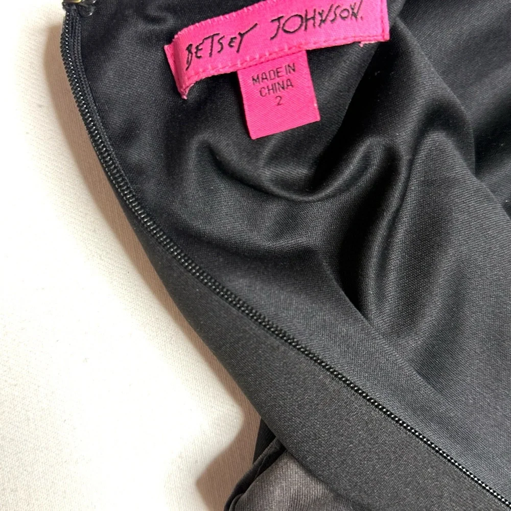 Betsy Johnson Black Sleeveless Shirt Dress w/ Ruffle Pocket Details Size 2 - Picture 10 of 11